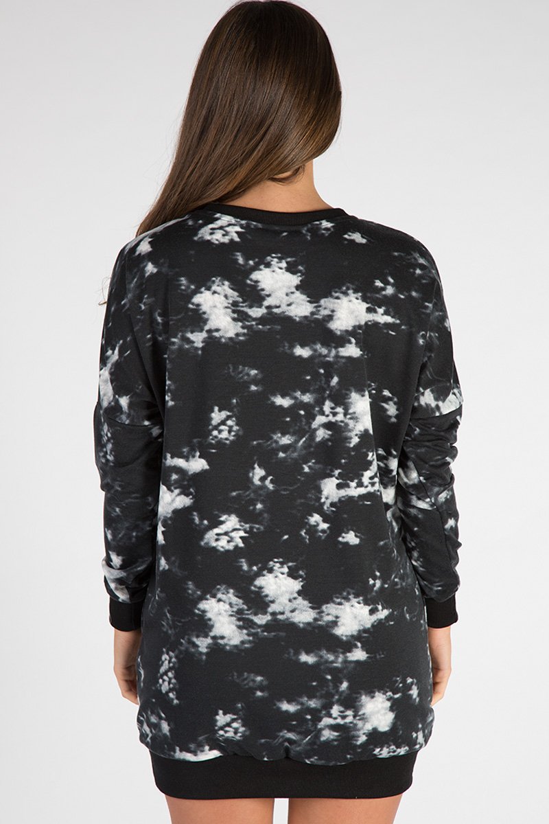 Black and White Tie Dye Eagle Jumper Dress
