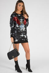 Black and White Tie Dye Eagle Jumper Dress - Maria-Jumper