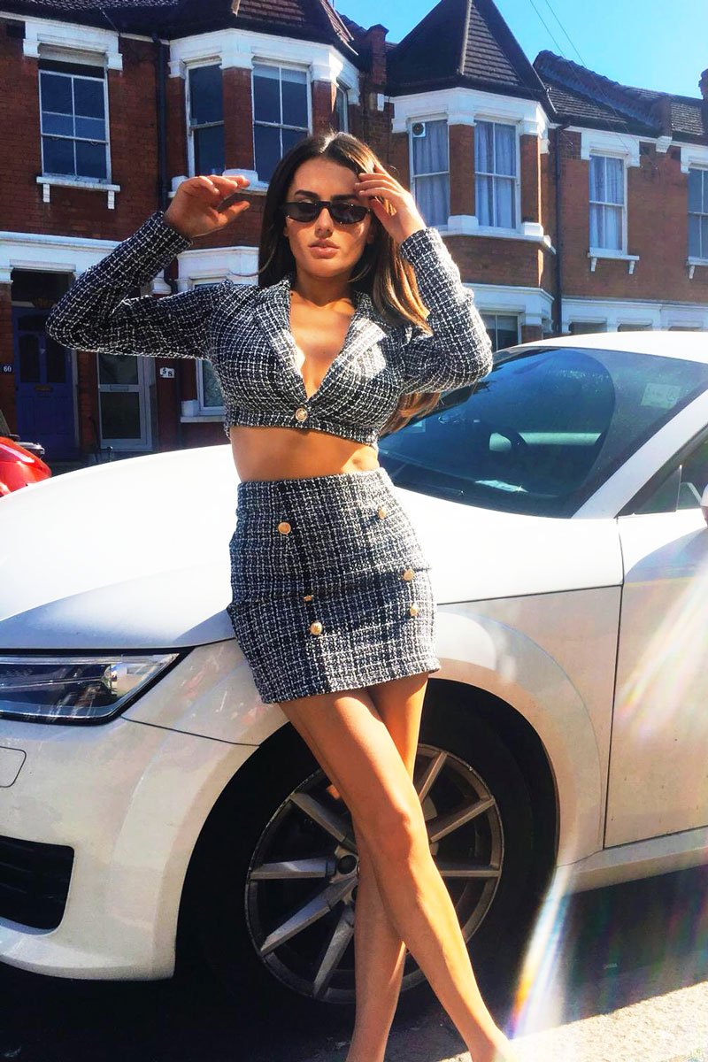Black and White Tweed Skirt - Jolani-Skirts