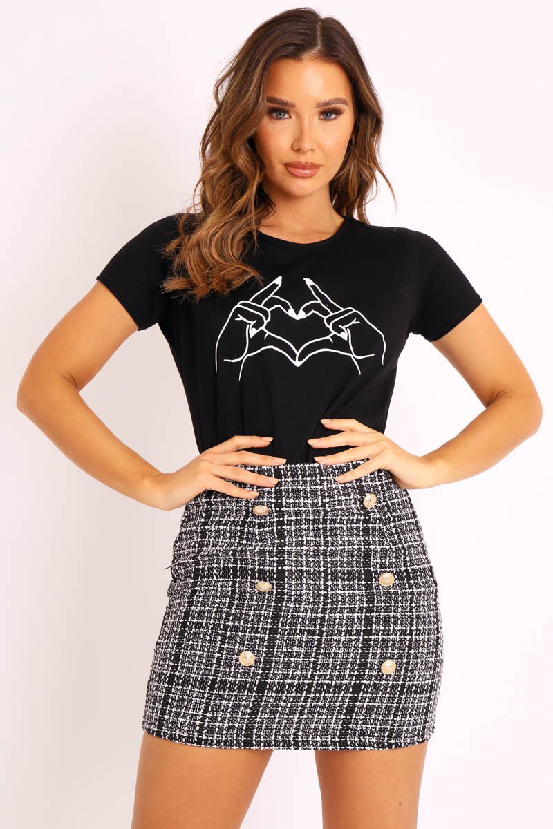 Black and White Tweed Skirt - Jolani-Skirts