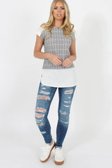 Black and White Zig Zag Patterend Tee - Jayla-T-shirt