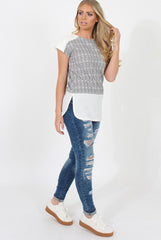 Black and White Zig Zag Patterend Tee - Jayla-T-shirt