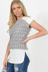 Black and White Zig Zag Patterend Tee - Jayla-T-shirt