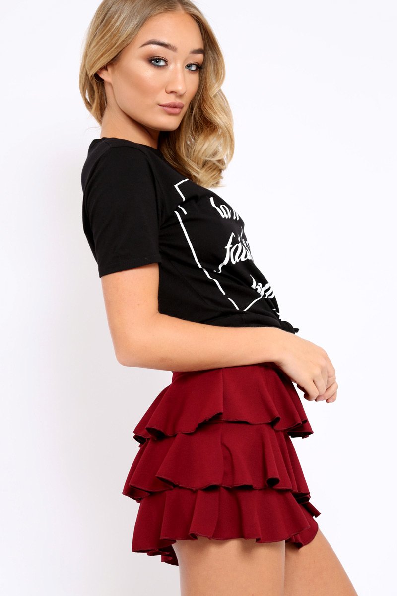 Black distorted Slogan T-shirt - Gabby-Tops