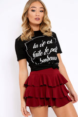 Black distorted Slogan T-shirt - Gabby-Tops