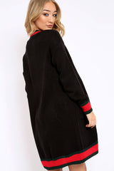 Black knitted Cardigan with Striped Trim - Ivy-Knitwear