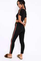 Black with Green and Red Side Stripe Set- Elissa-Co-ords