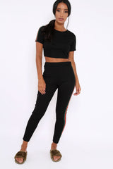 Black with Green and Red Side Stripe Set- Elissa-Co-ords