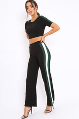 Black with Green and White Side Stripe Co-ord - Michelle-Co-ords