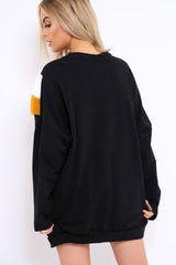 Black with Mustard and White Chevron Fur Jumper Dress- Lula-Dresses