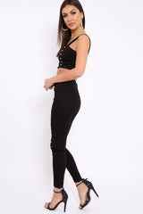 Black with Pearls Crop Top and Trousers Co-ord - Meridith-Co-ords
