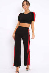 Black with Red Side Stripe Co-ord - Michelle-Co-ords