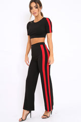 Black with Red Side Stripe Co-ord - Michelle-Co-ords