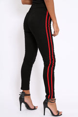 Black with Red Stripe Skinny Jeans - Hadleigh-Jeans