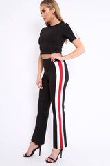 Black with Red and White Side Stripe Co-ord - Farris-Co-ords