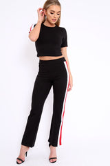 Black with Red and White Side Stripe Co-ord - Farris-Co-ords