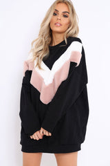 Black with Rose and White Chevron Fur Jumper Dress- Lula-Dresses