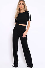 Black with White Side Stripe Co-ord - Michelle-Co-ords