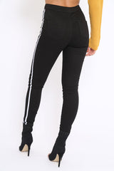 Black with White Stripe Skinny Jeans - Hadleigh-Jeans