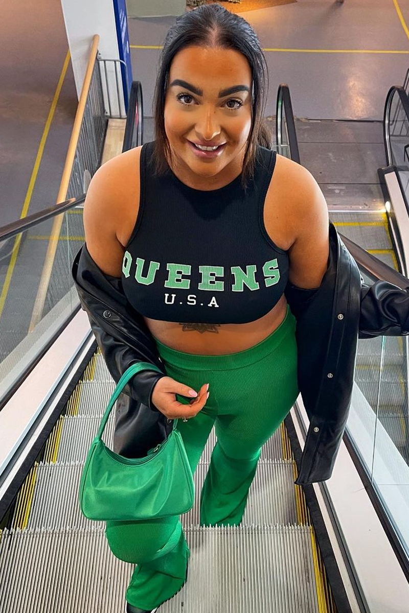 Black Queens USA Logo Tank Crop Top - Lara