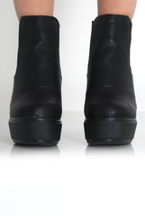 Blair Black Leather Platform Boots-Boots