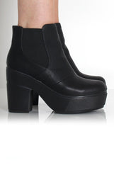 Blair Black Leather Platform Boots-Boots