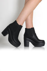 Blair Black Leather Platform Boots-Boots