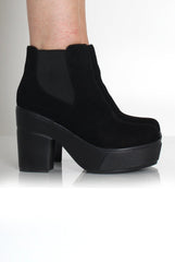 Blair Black Suede Platform Boots-Boots