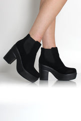 Blair Black Suede Platform Boots-Boots