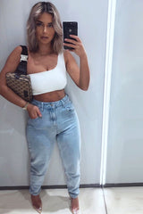 Bleach Denim Mom Style Jeans - Chelsi-Jeans