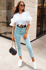 Bleach Denim Mom Style Jeans - Chelsi-Jeans