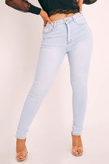 Bleached Light Blue Denim Skinny Jeans - Ioanna-Jeans