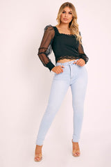 Bleached Light Blue Denim Skinny Jeans - Ioanna-Jeans