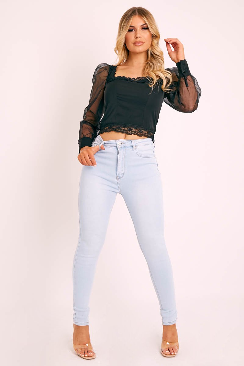 Bleached Light Blue Denim Skinny Jeans - Ioanna-Jeans