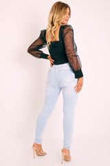 Bleached Light Blue Denim Skinny Jeans - Ioanna-Jeans