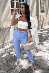 Bleached Light Blue Denim Skinny Jeans - Ioanna-Jeans