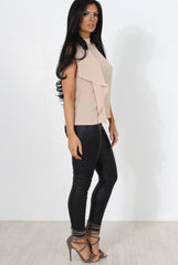 Bliss Beige High Neck Top-Tops