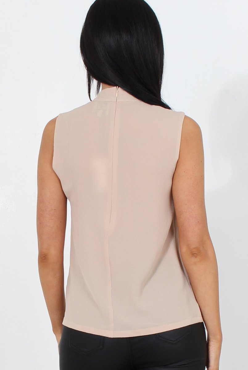 Bliss Beige High Neck Top-Tops