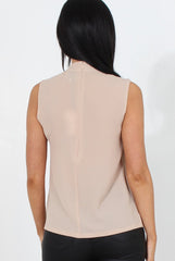 Bliss Beige High Neck Top-Tops