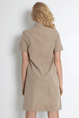 Bliss Beige Shirt Dress-Dresses