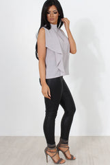 Bliss Grey High Neck Top-Tops