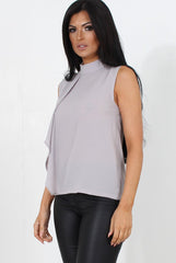 Bliss Grey High Neck Top-Tops
