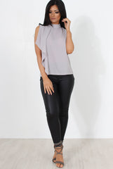 Bliss Grey High Neck Top-Tops