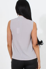 Bliss Grey High Neck Top-Tops