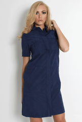 Bliss Navy Shirt Dress-Dresses