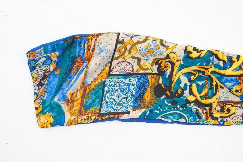 Blue Abstract Print Wired Scarf Headband - Michele-Hair