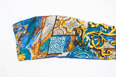 Blue Abstract Print Wired Scarf Headband - Michele-Hair