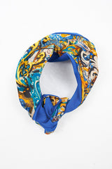 Blue Abstract Print Wired Scarf Headband - Michele-Hair