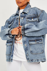 Blue Acid Wash Oversize Denim Jacket - Annie-Jackets