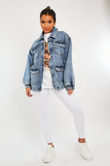 Blue Acid Wash Oversize Denim Jacket - Annie-Jackets